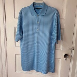 3/$20💥 Greg Norman Men’s Golf Polo Stripe PlayDry Breathable Light Blue Stripe M